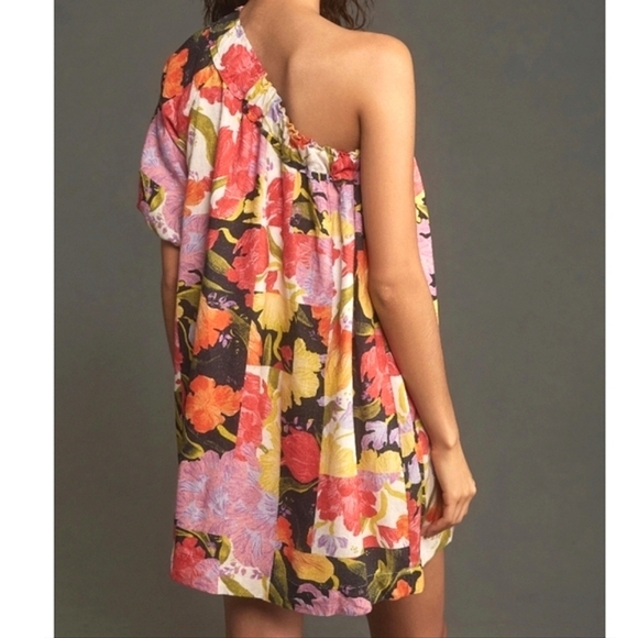 NWT Anthropologie x Yukiko Noritake floral one sleeve mini shift dress small - Picture 3 of 10